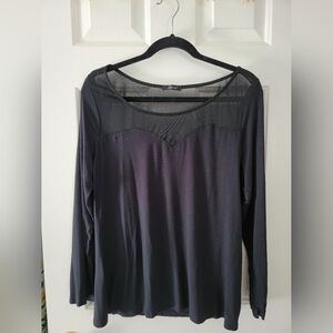 Black Long Sleeve Mesh Top